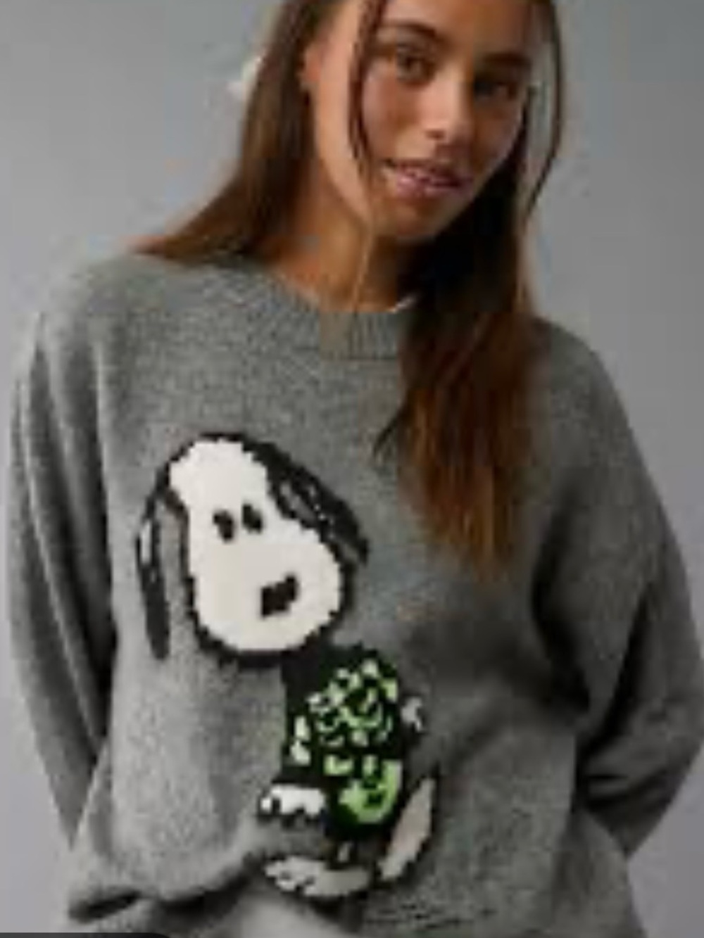 American Eagle Snoopy Halloween Skeleton Oversized Sweater